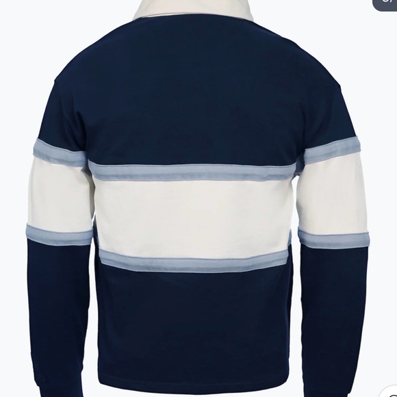 Wizarding World Hogwarts crest Rugby Pullover - Navy & Cream Stripe - Picture 6 of 9